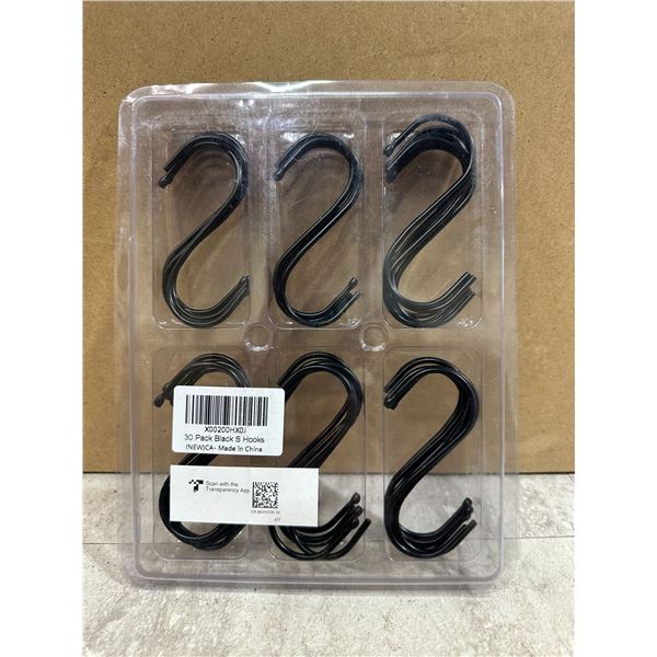 Black S Hooks 30 Pack