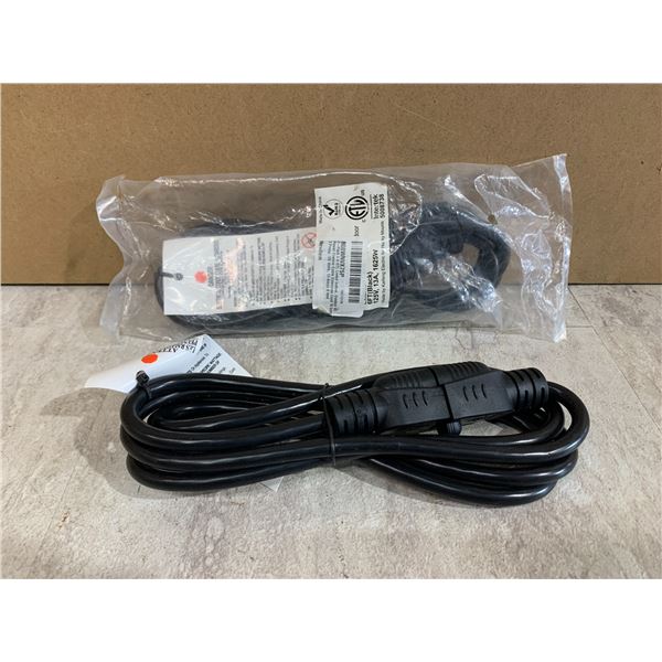 Lot of 2 Extension Cord 6 Foot Black Indoor / Outdoor 125V 13A 1625W