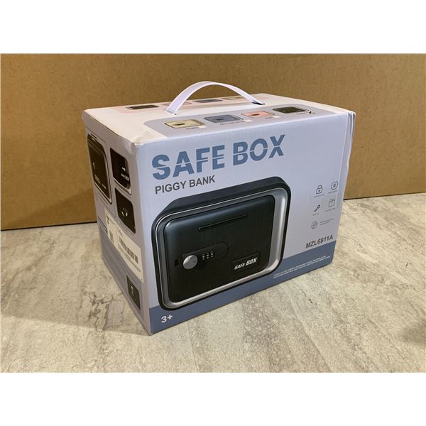 Safe Box Piggy Bank Password Unlock Deposit Function Spare Key Black Colour