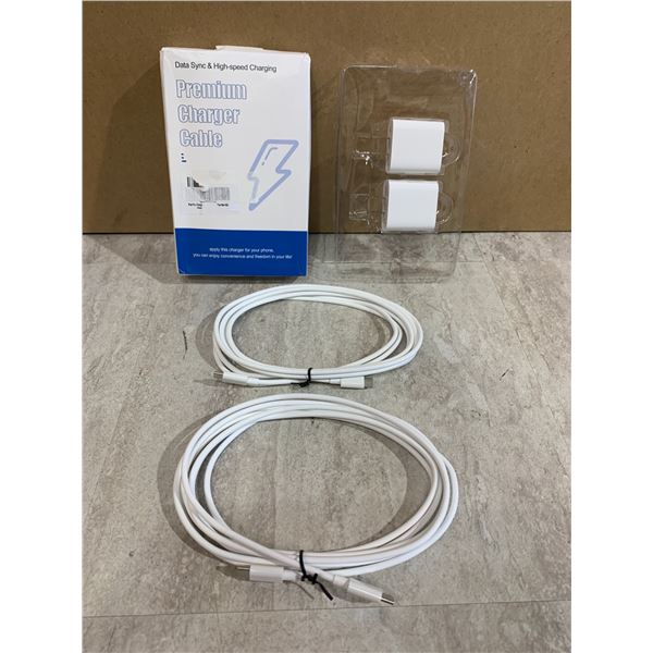 Premium Charger Cable Pack of 2 With Block C to C Fast Charge