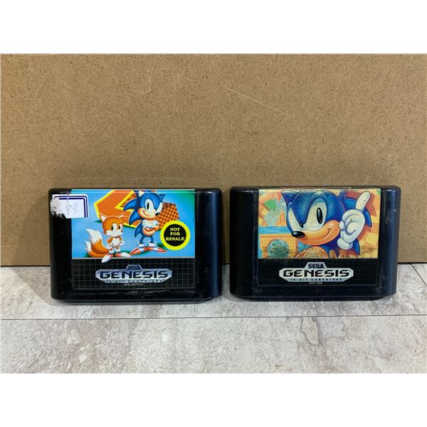 Lot of 2 Sega Genesis  Sonic The Hedgehog And Sonic 2