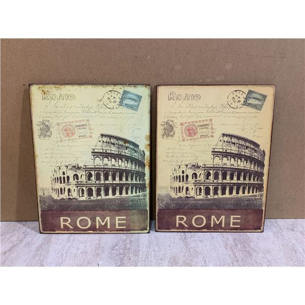 Lot of 2 Metal Rome Signs