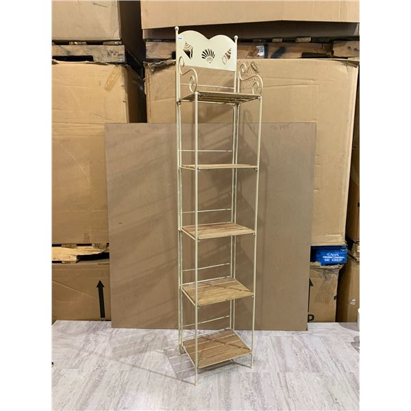Metal Rack With 5 Wooden Shelves 64in x 12in