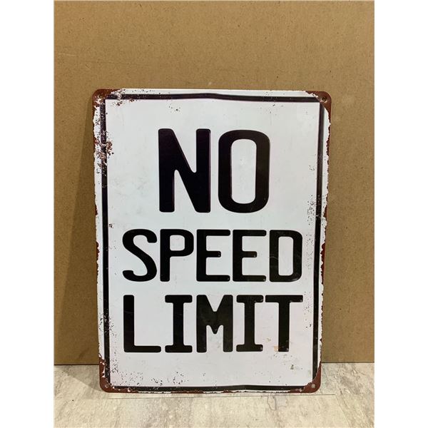 No Speed Limit Metal Sign