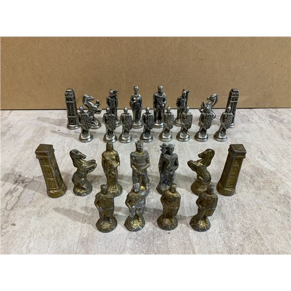 Themed Chess Board Pieces 27 Pcs Non Ferrous