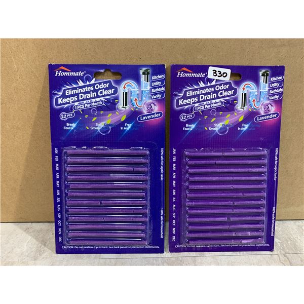 Lot of 2 - 12 Packs of Hommate Drain Clearing Odor Eliminators -Lavender