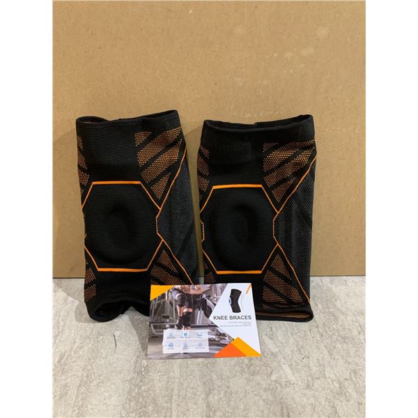 Lot of 2 Orange & Black Knee Brace - Size Large