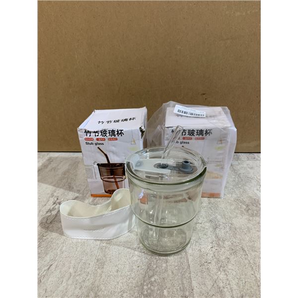 Pack of 2 Stub Glasses w/ Straws