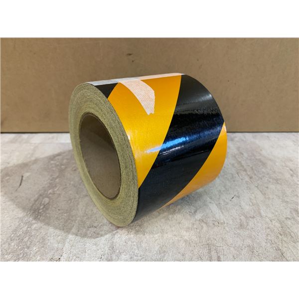 Large 4 inch Roll of Black & Yellow Reflective Tape