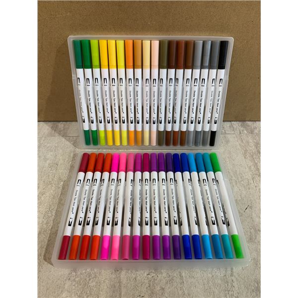 Ztone Dual Brush Marker Set - 36 Colors - Adult Coloring Water Based Pens