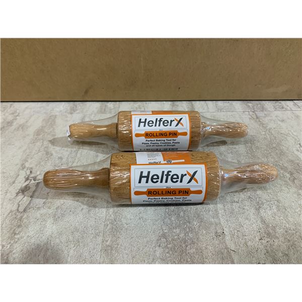 Lot of 2 HelferX 25cm Rolling Pins - 9 inch - Wood