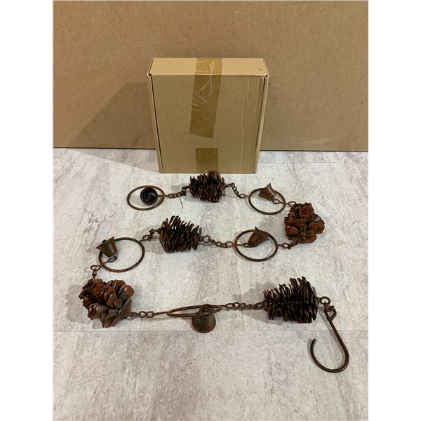 Jiawu 3.7 Ft Rain Chain - Pinecone & Bells Shaped Metal Rain Catcher