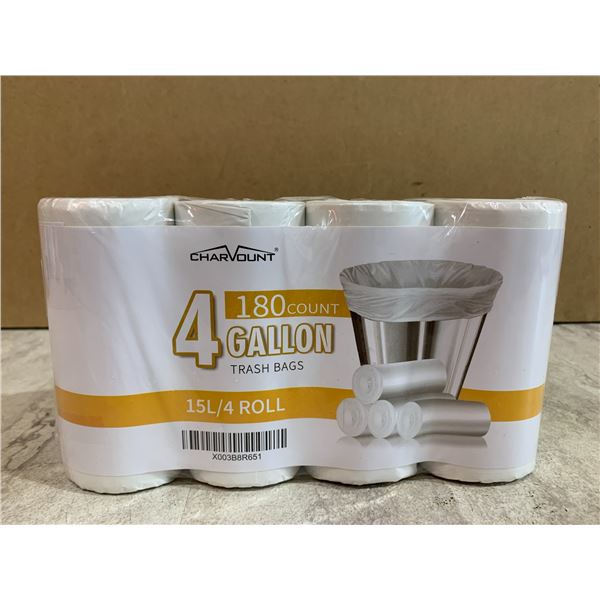 Charvount 4 Gallon - 180 Count Trash Bags - 4 Rolls