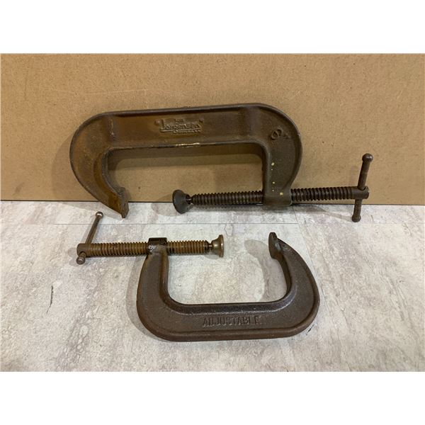 Lot of 2 Metal C Clamps 6 in Jorgenson - 4 In