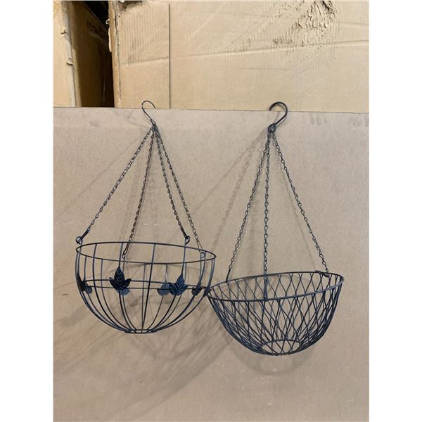 Lot of 2 - 14 inch Metal Hanging Plant Holders