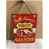 Image 1 : 11 x 16 Metal Sign Full Service Gas Pump
