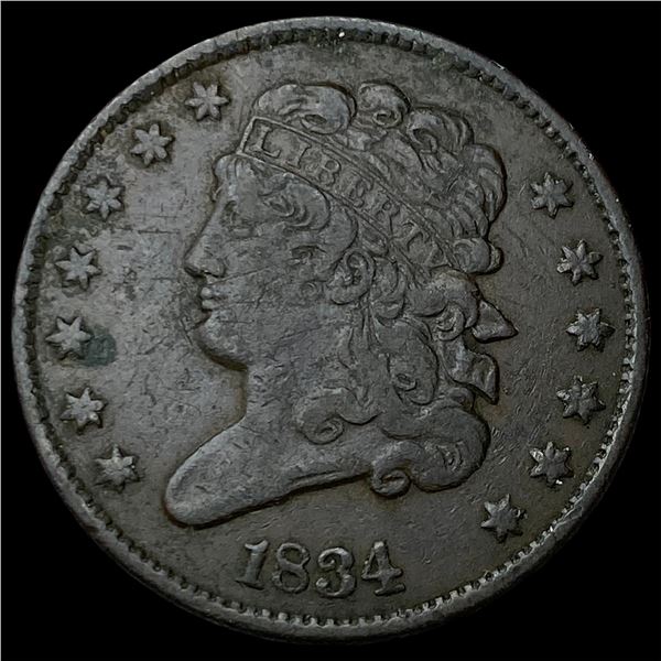 1834 Copper Half Cent NEARLY UNCIRCULATED
