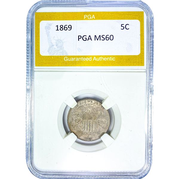 1869 Shield Nickel PGA MS60