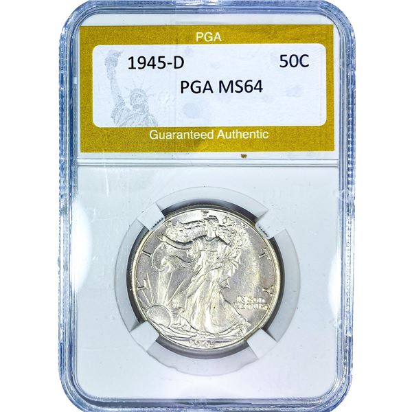 1945-D Walking Liberty Half Dollar PGA MS64