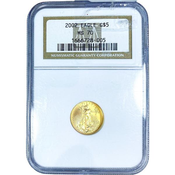 2002 Gold $5 American Eagle 1/10oz NGC MS70