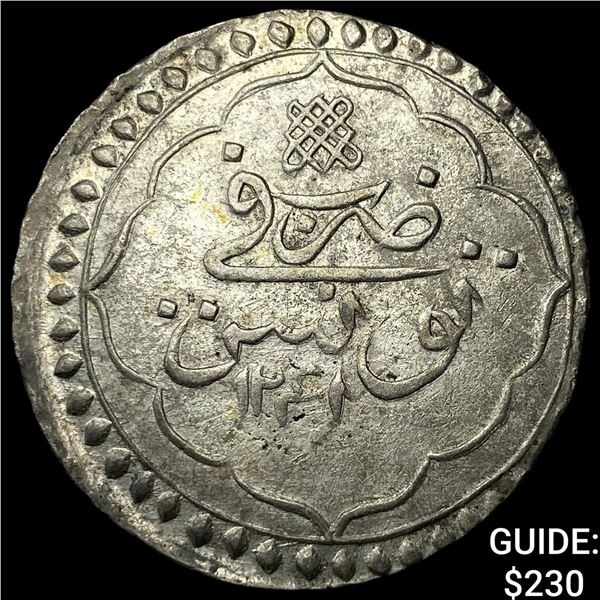 1808-1839 Ottoman Tunisia Mahmud II Silver 1 Rial