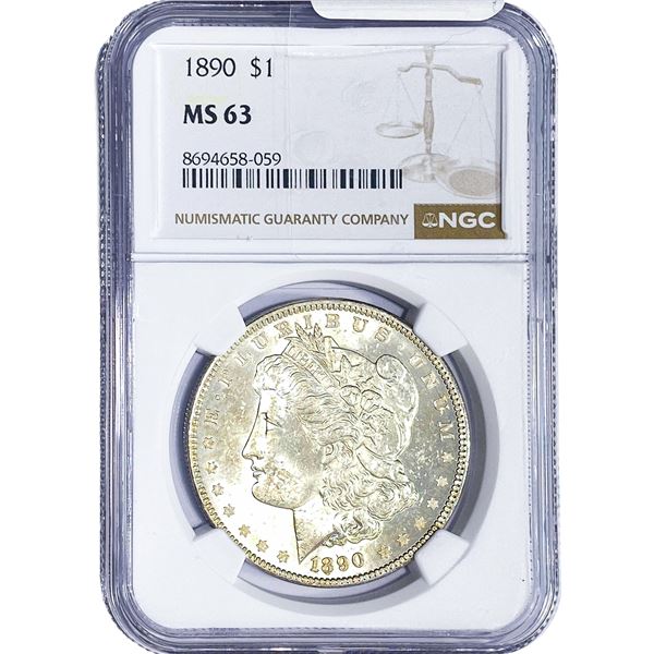 1890 Morgan Silver Dollar NGC MS63