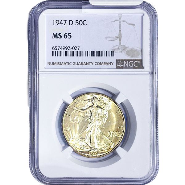 1947-D Walking Liberty Half Dollar NGC MS65