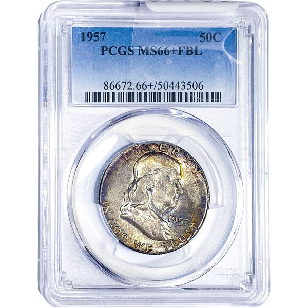 1957 Franklin Half Dollar PCGS MS66+ FBL