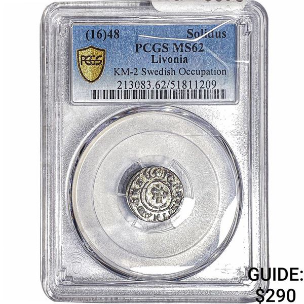 1648 Livonia Silver Solidus PCGS MS62