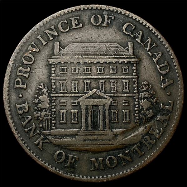 1844 Province of Canada Bank of Montreal Half  Penny Token NEARLY UNCIRCULATED