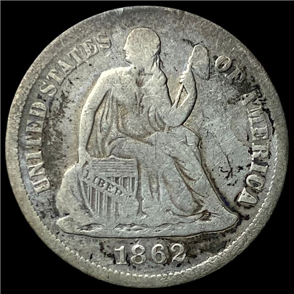 1862-S Silver Seated Liberty Dime LIGHTLY  CIRCULATED