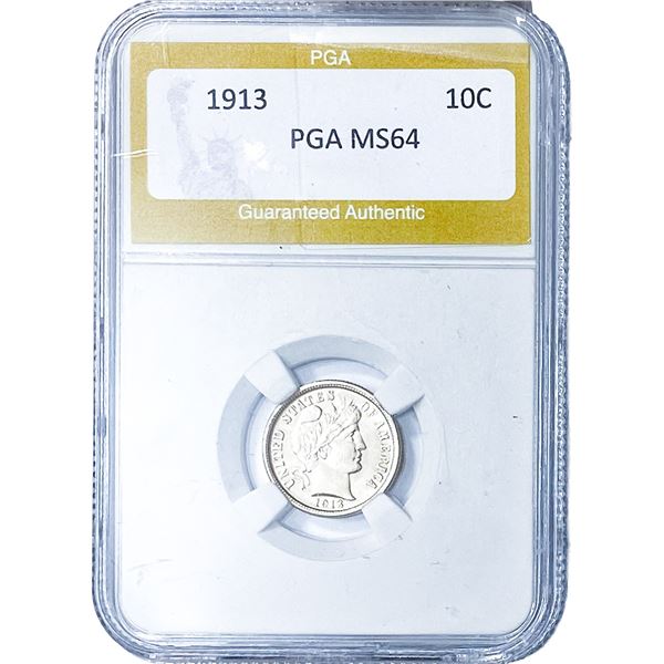 1913 Barber Dime PGA MS64
