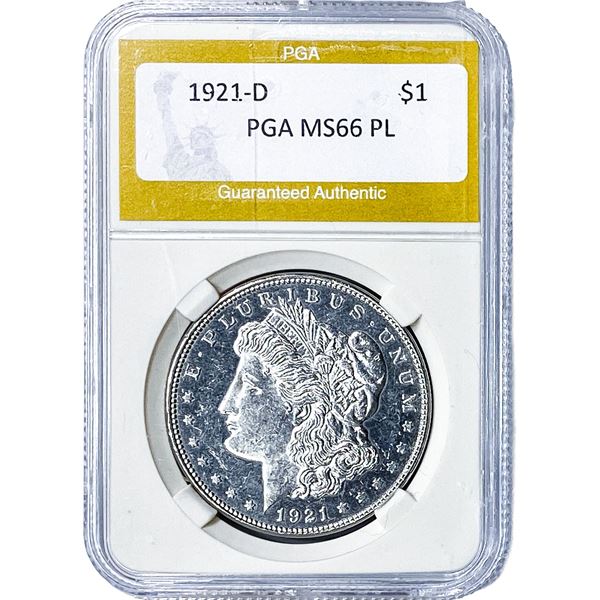 1921-D Morgan Silver Dollar PGA MS66 PL