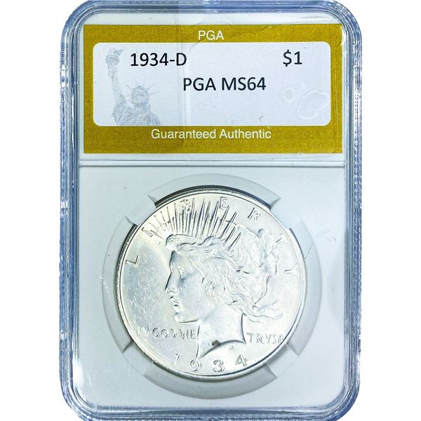 1934-D Silver Peace Dollar PGA MS64