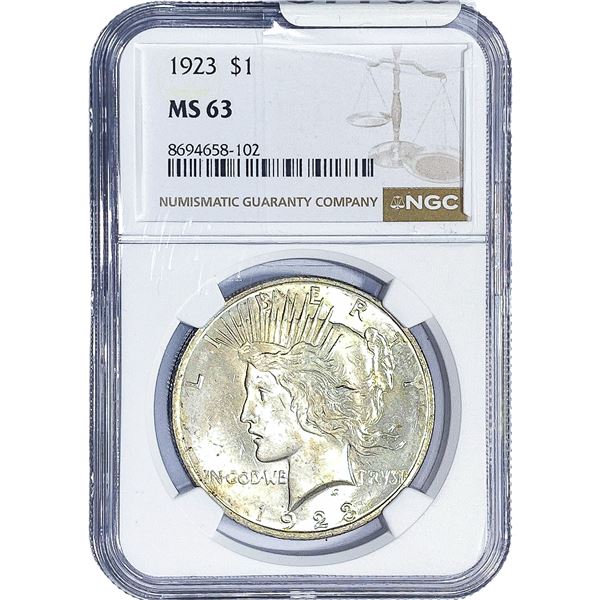 1923 Silver Peace Dollar NGC MS63