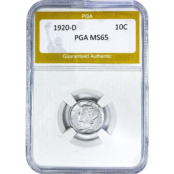 1920-D Mercury Silver Dime PGA MS65
