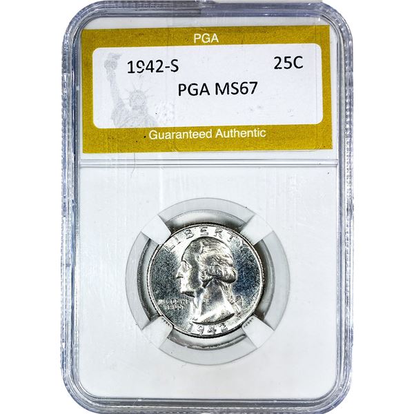 1942-S Washington Silver Quarter PGA MS67