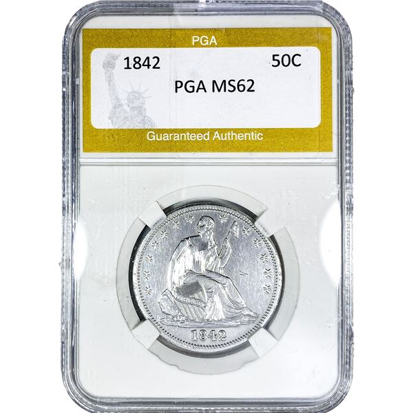 1842 Seated Liberty Half Dollar PGA MS62