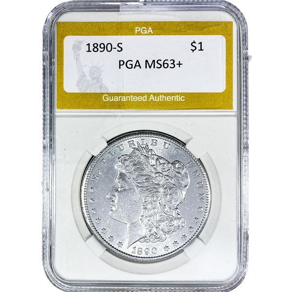 1890-S Morgan Silver Dollar PGA MS63+