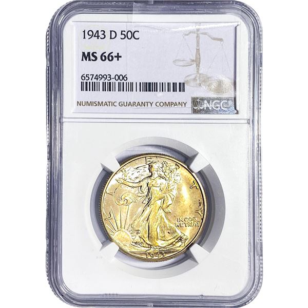 1943-D Walking Liberty Half Dollar NGC MS66+