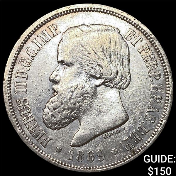 1869 Brazil Silver 1,000 Reis