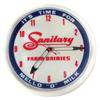 Image 1 : Sanitary Farm Dairies light-up clock, plastic, VG working cond, 17"Dia & Heileman's Old Style Lager 