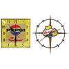Image 1 : Clocks (2): Pepsi light-up with bottle cap face, 13"Sq & Falstaff  Beer, metal w/starburst frame, bo