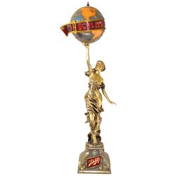 Breweriana, Schlitz Beer light-up sign, lady holding globe, VG working cond, 46"H x 13"W.