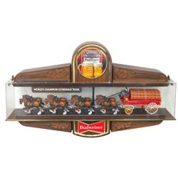 Breweriana, Budweiser hanging light-up sign, World's Champion Clydesdale Team, heavy molded plastic,