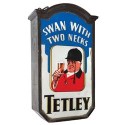 Breweriana, English pub sign for Tetley's Ale, backlit 2-sided sign in wood frame-reverse is Plexigl