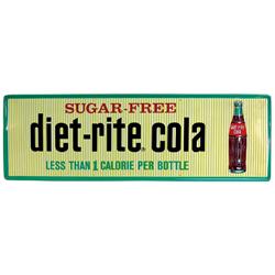 diet-rite cola sign, litho on self-framed metal, marked MCA2662, Exc cond, 18"H x 54"W.