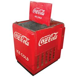 Coca-Cola Westinghouse cooler, all orig w/refrigeration in bottom, Good untested cond, 36"H x 31"W x
