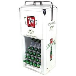 7Up picnic cooler on stand, both cooler & stand are orig to the 1960's, a Rare find, prof restored, 