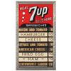 Image 1 : 7Up menu board in decorative silver painted frame, Exc cond, 17 H x 10"W.